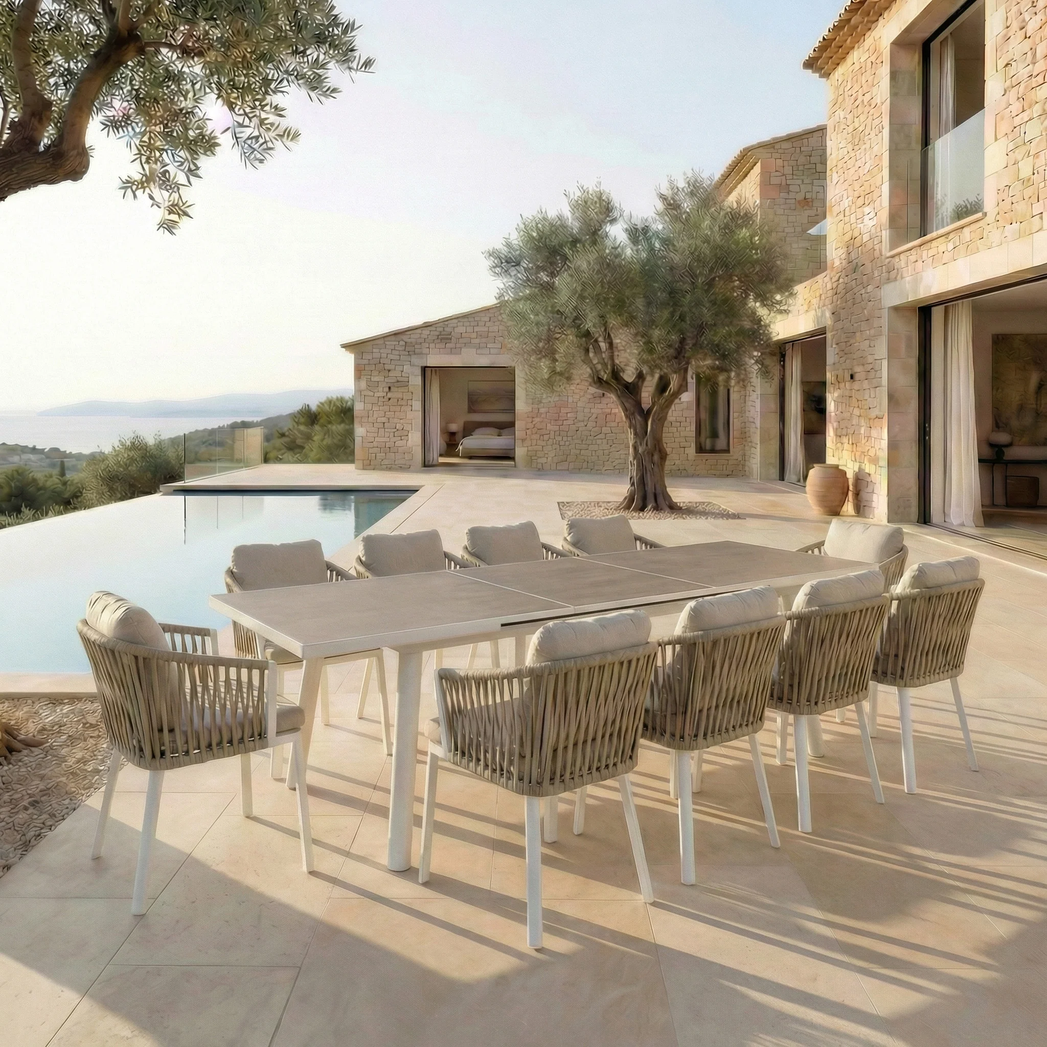 Table de jardin extensible automatique 12 places aluminium Amalfi (240/300x96cm) - Image 13