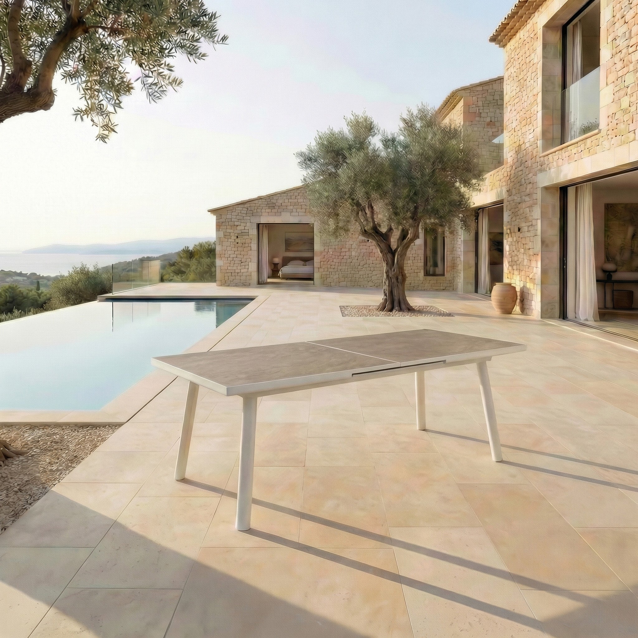 Table de jardin extensible automatique 12 places aluminium Amalfi (240/300x96cm) - Image 14