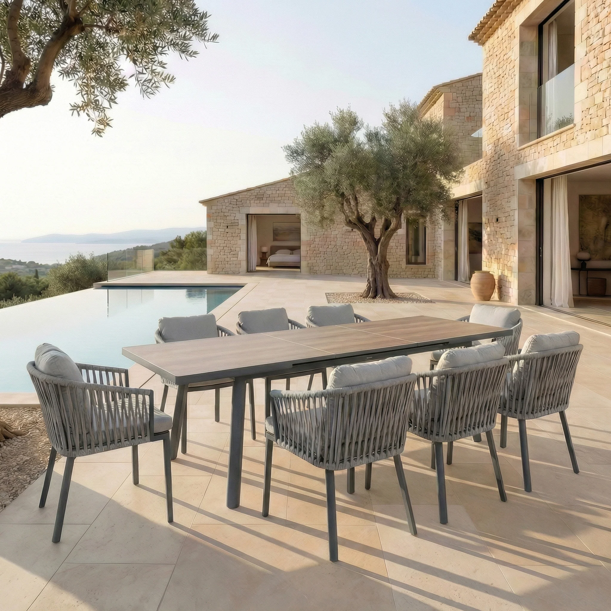Table de jardin extensible automatique 12 places aluminium Amalfi (240/300x96cm) - Image 16