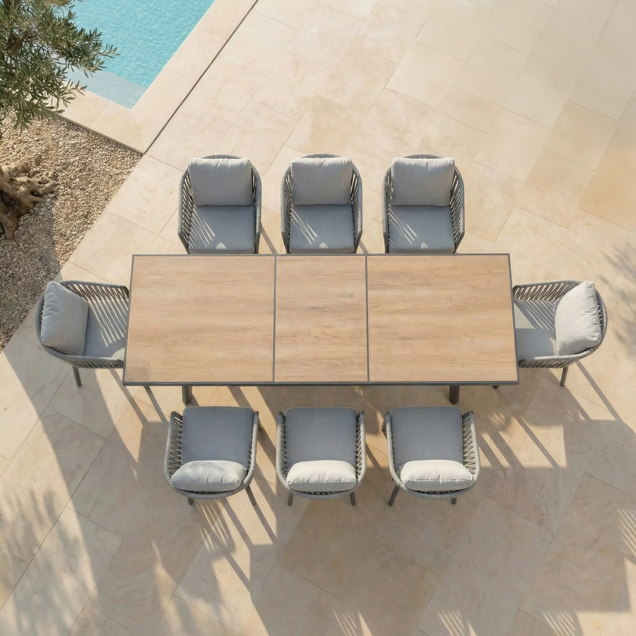 Table de jardin extensible automatique 12 places aluminium Amalfi (240/300x96cm) - Image 17