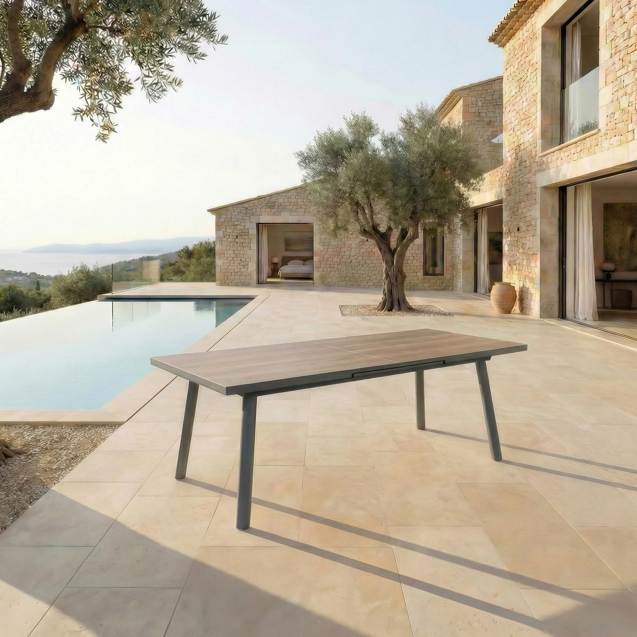 Table de jardin extensible automatique 12 places aluminium Amalfi (240/300x96cm) - Image 18