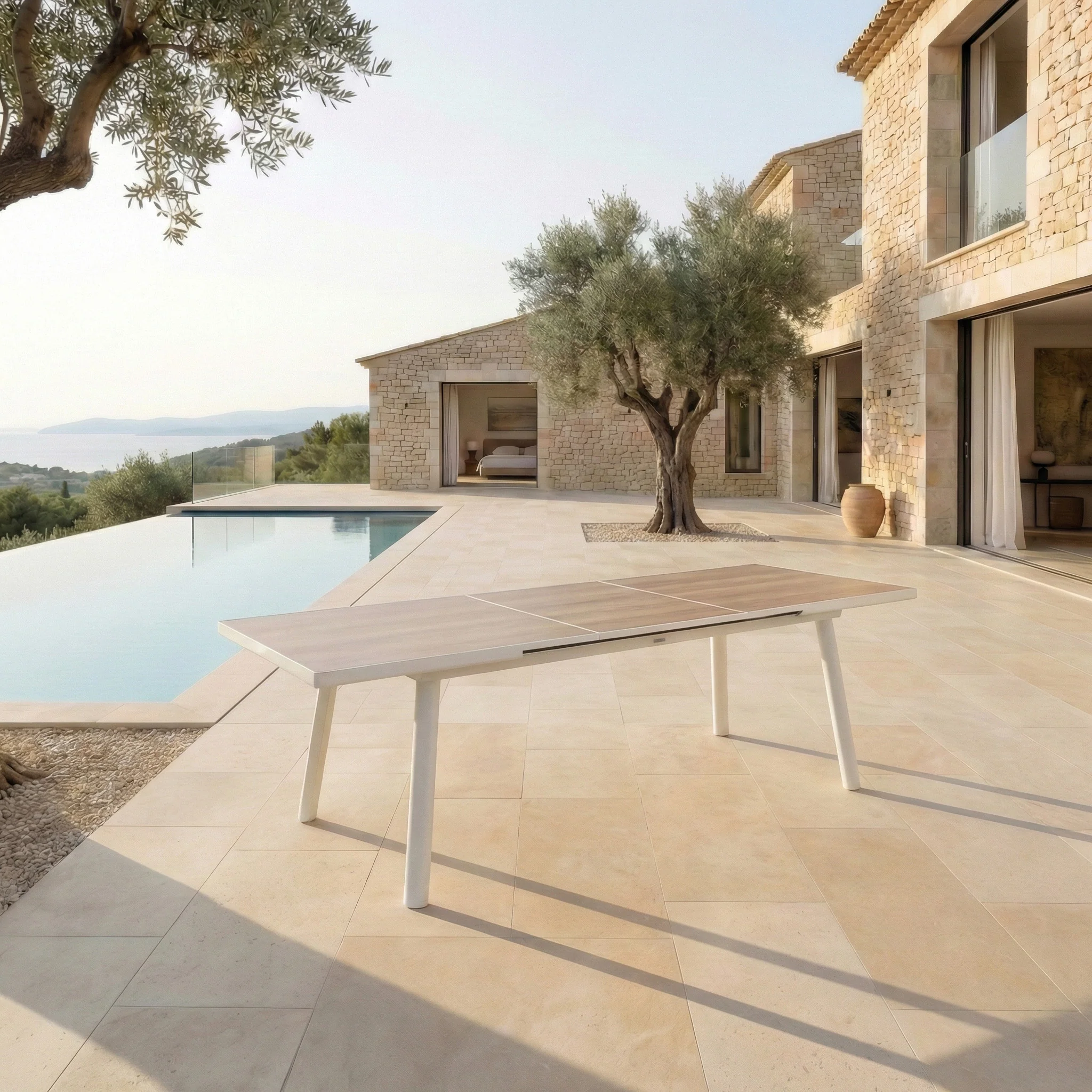 Table de jardin extensible automatique 12 places aluminium Amalfi (240/300x96cm) - Image 3