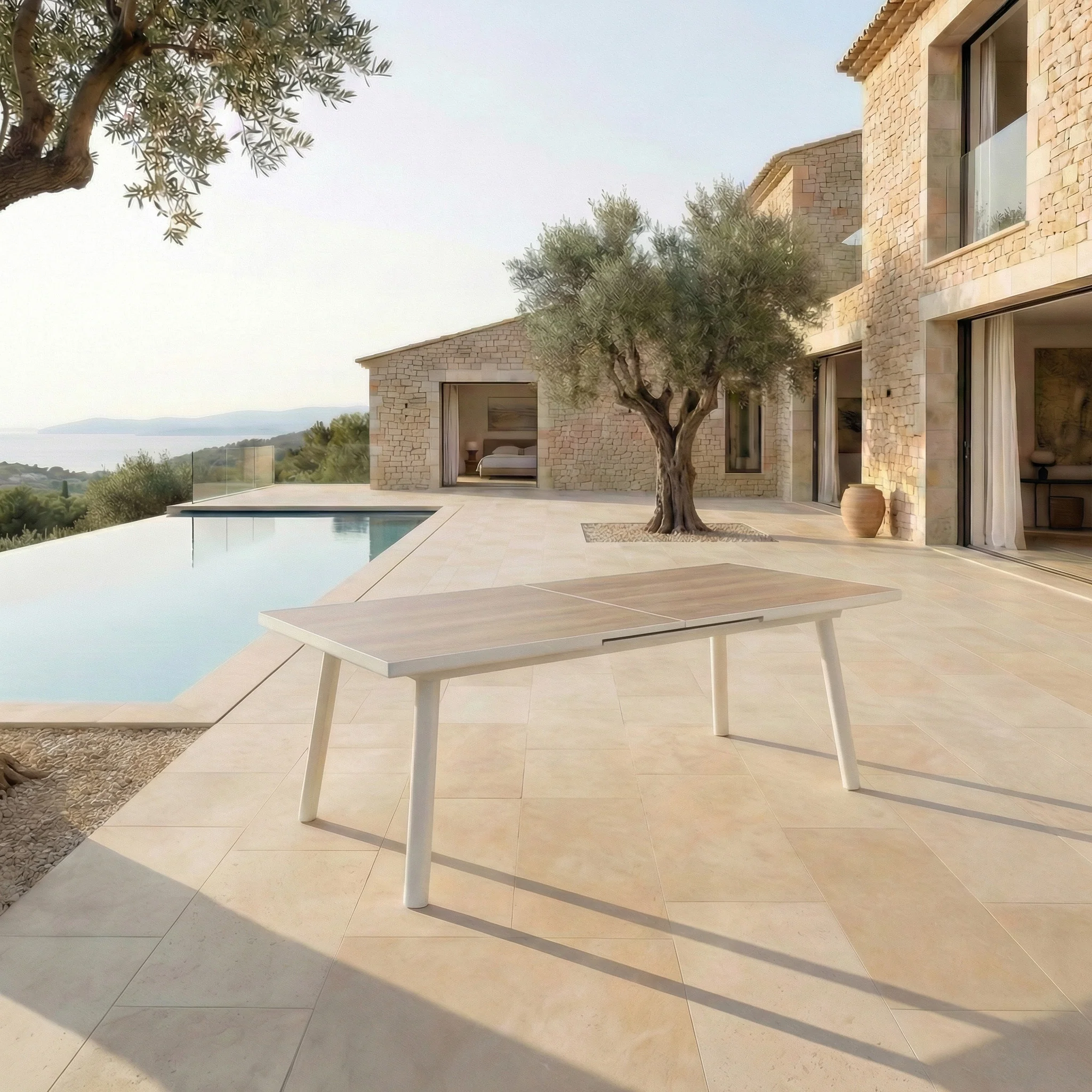 Table de jardin extensible automatique 12 places aluminium Amalfi (240/300x96cm) - Image 4
