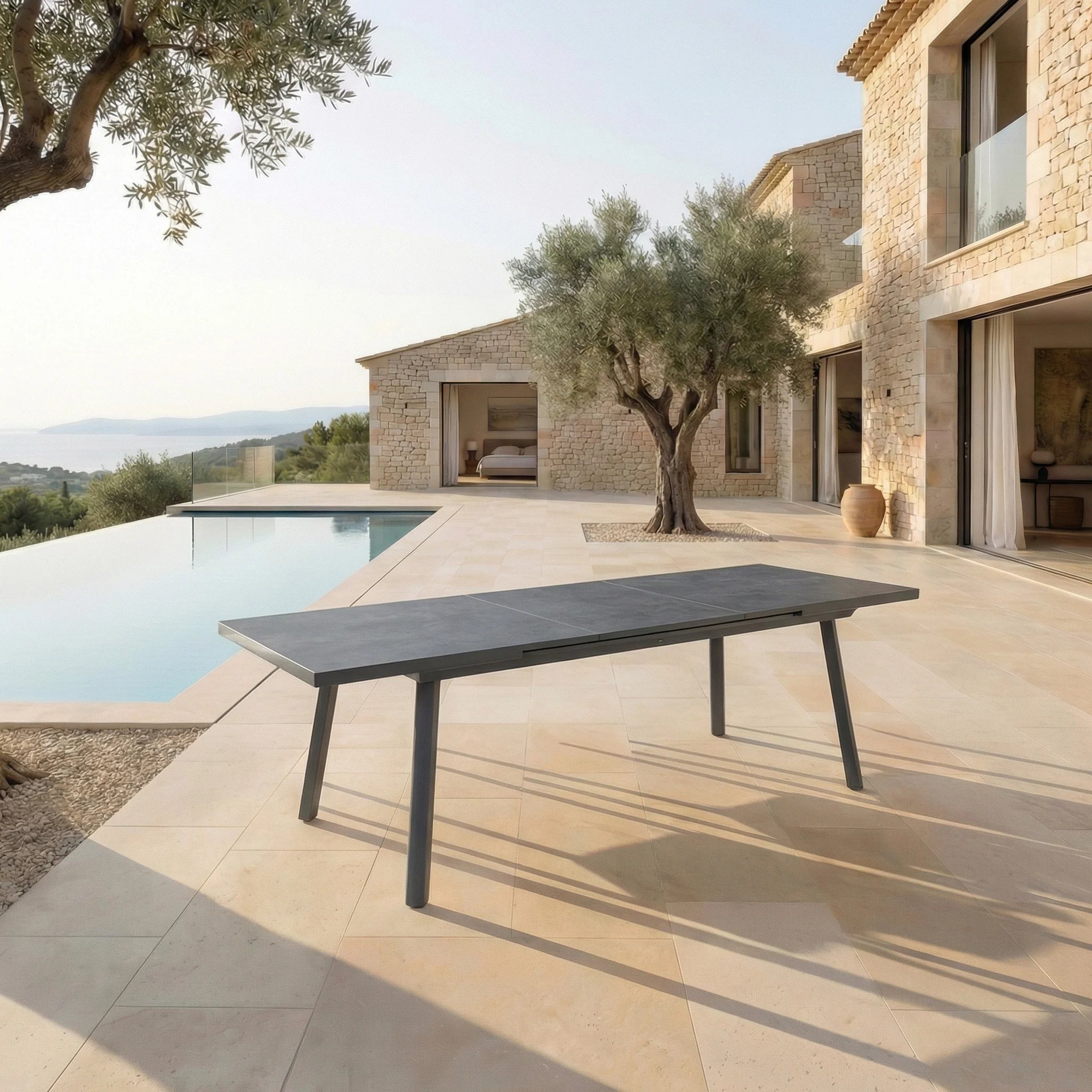 Table de jardin extensible automatique 12 places aluminium Amalfi (240/300x96cm) - Image 8
