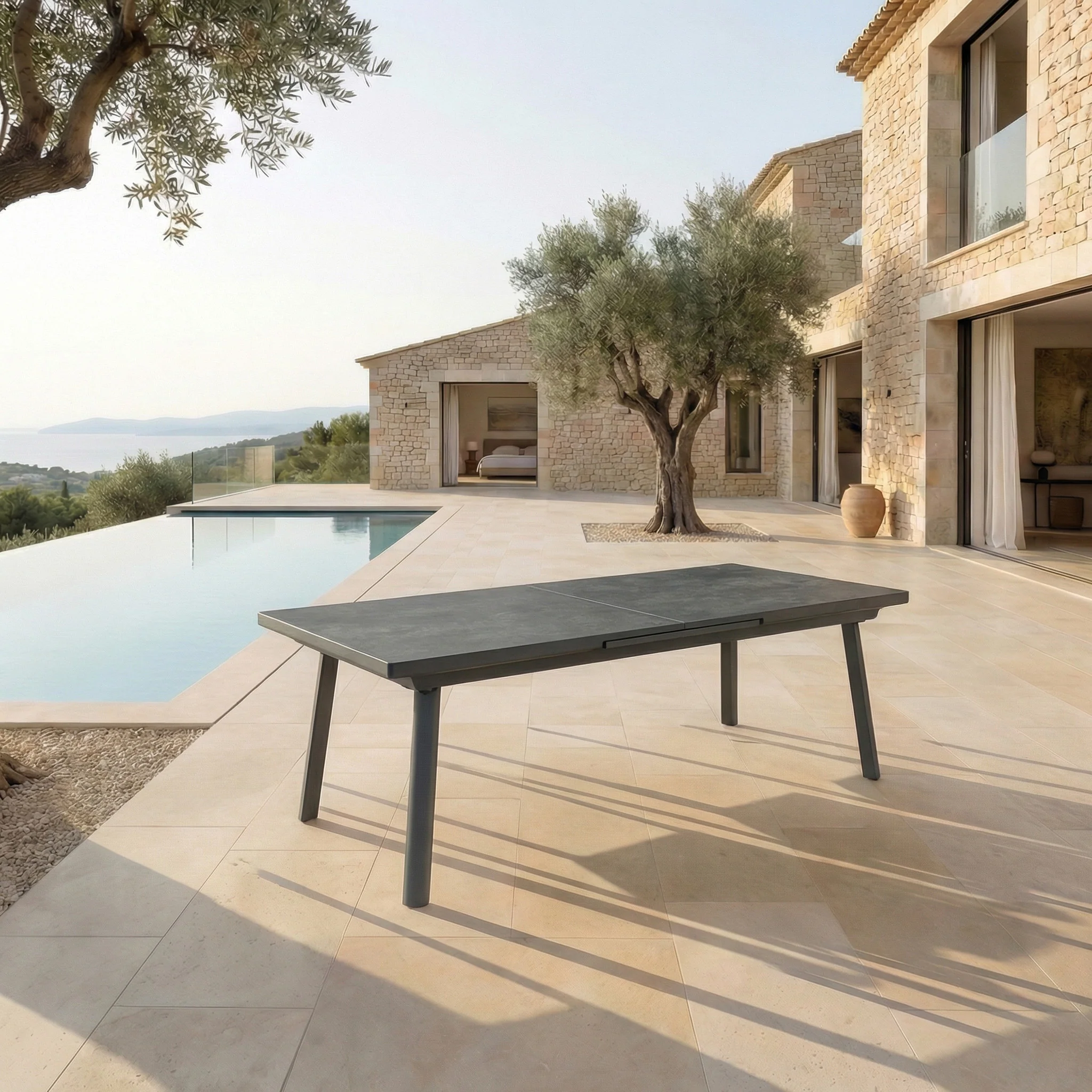 Table de jardin extensible automatique 12 places aluminium Amalfi (240/300x96cm) - Image 9