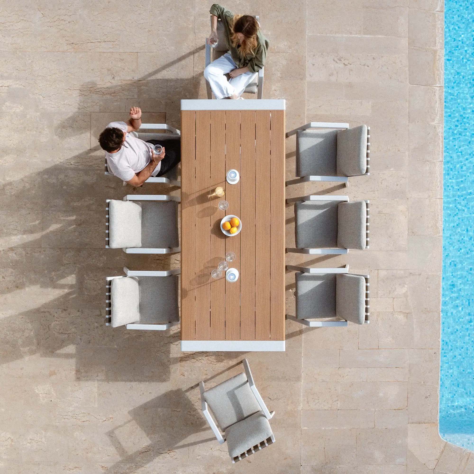 Table de jardin rectangulaire 10 places Long Beach en aluminium 240x100 cm - Image 4
