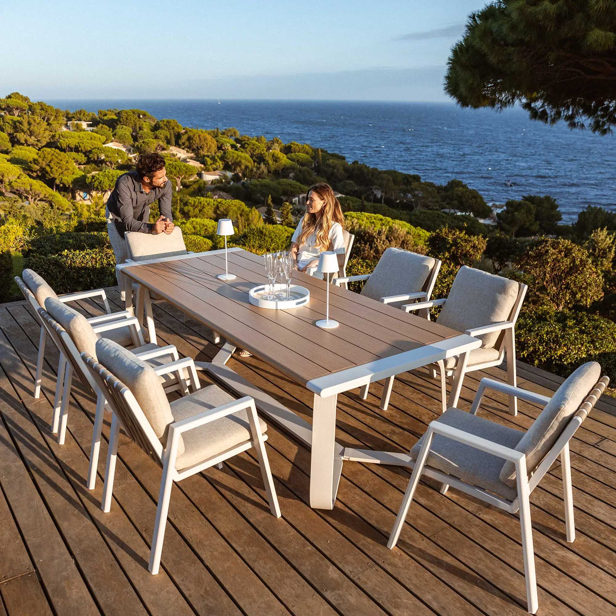 Table de jardin rectangulaire 10 places Long Beach en aluminium 240x100 cm - Image 5