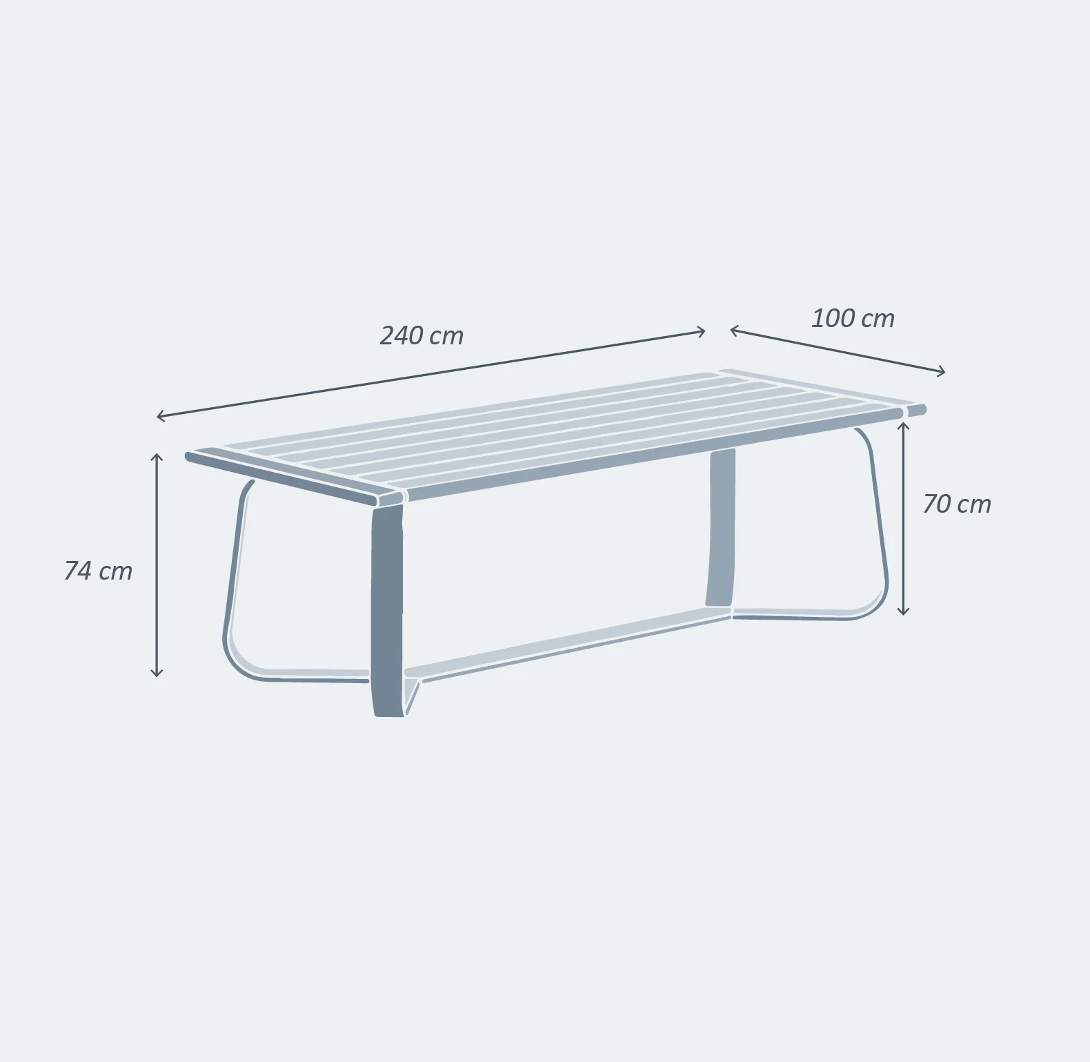 Table de jardin rectangulaire 10 places Long Beach en aluminium 240x100 cm - Image 9