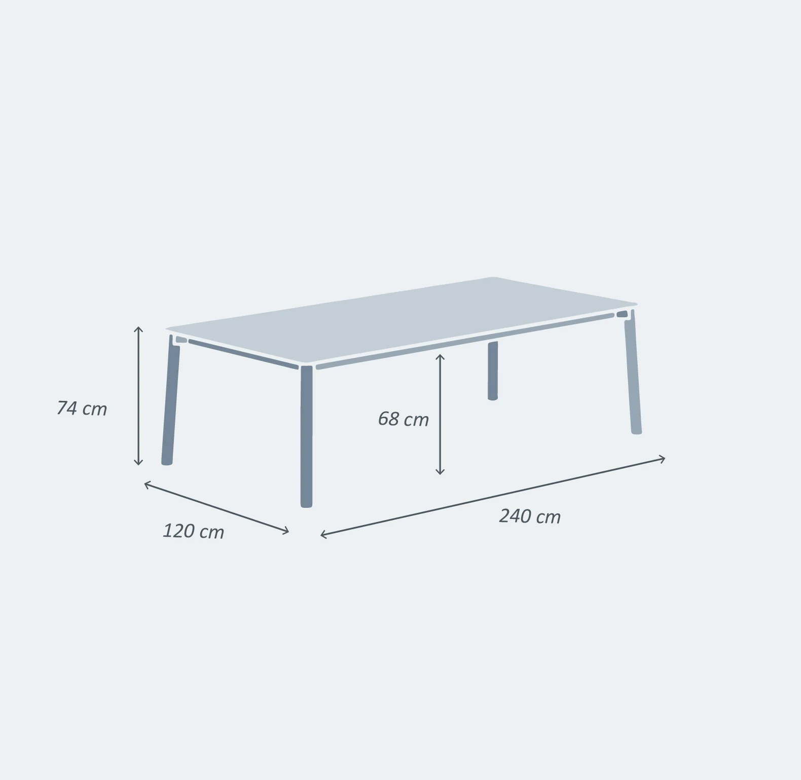 Table de jardin rectangulaire 10 places Monte Carlo en aluminium 240x120 cm - Image 7