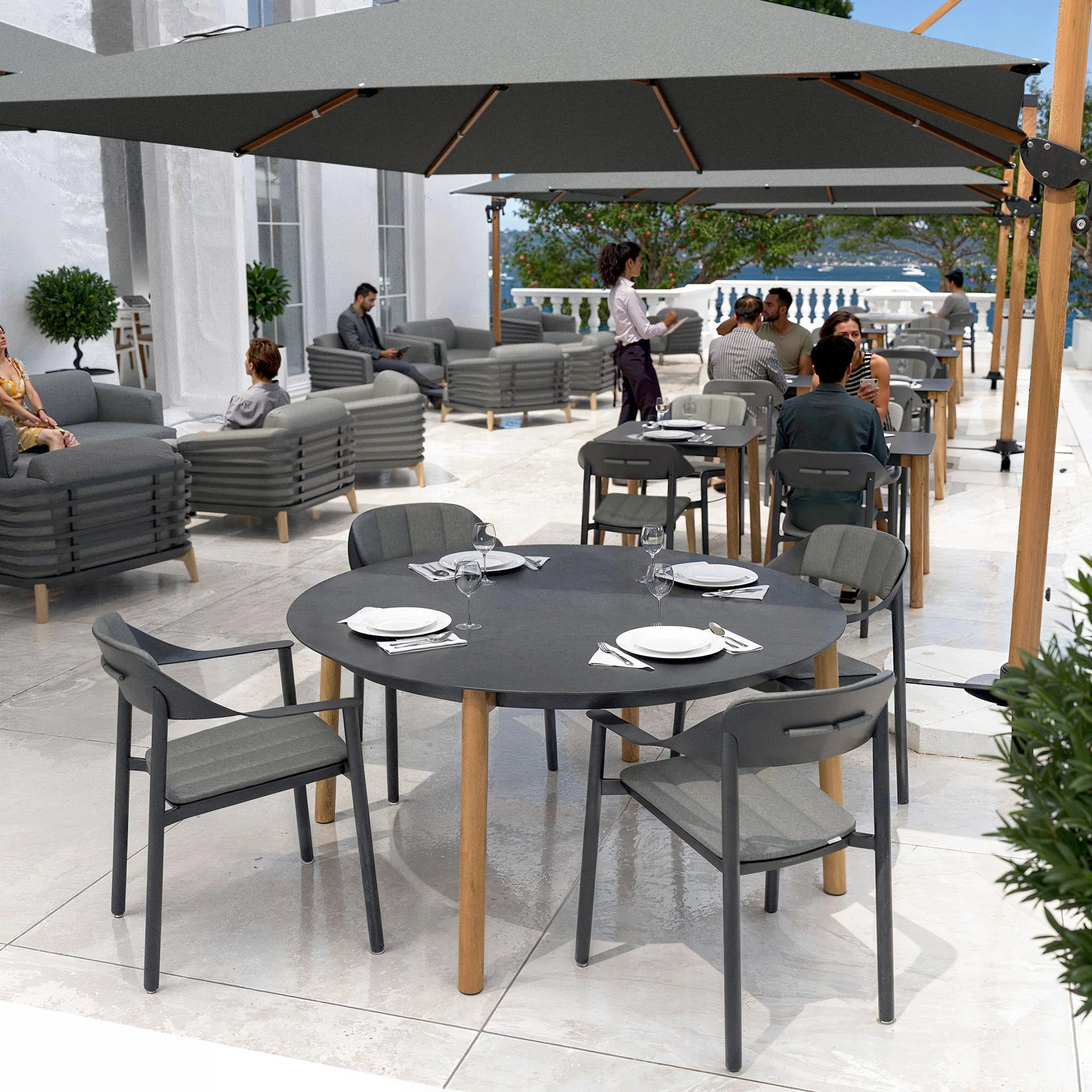 Table de jardin ronde 8 places Monte Carlo en aluminium ( D149 cm  ) - Image 12