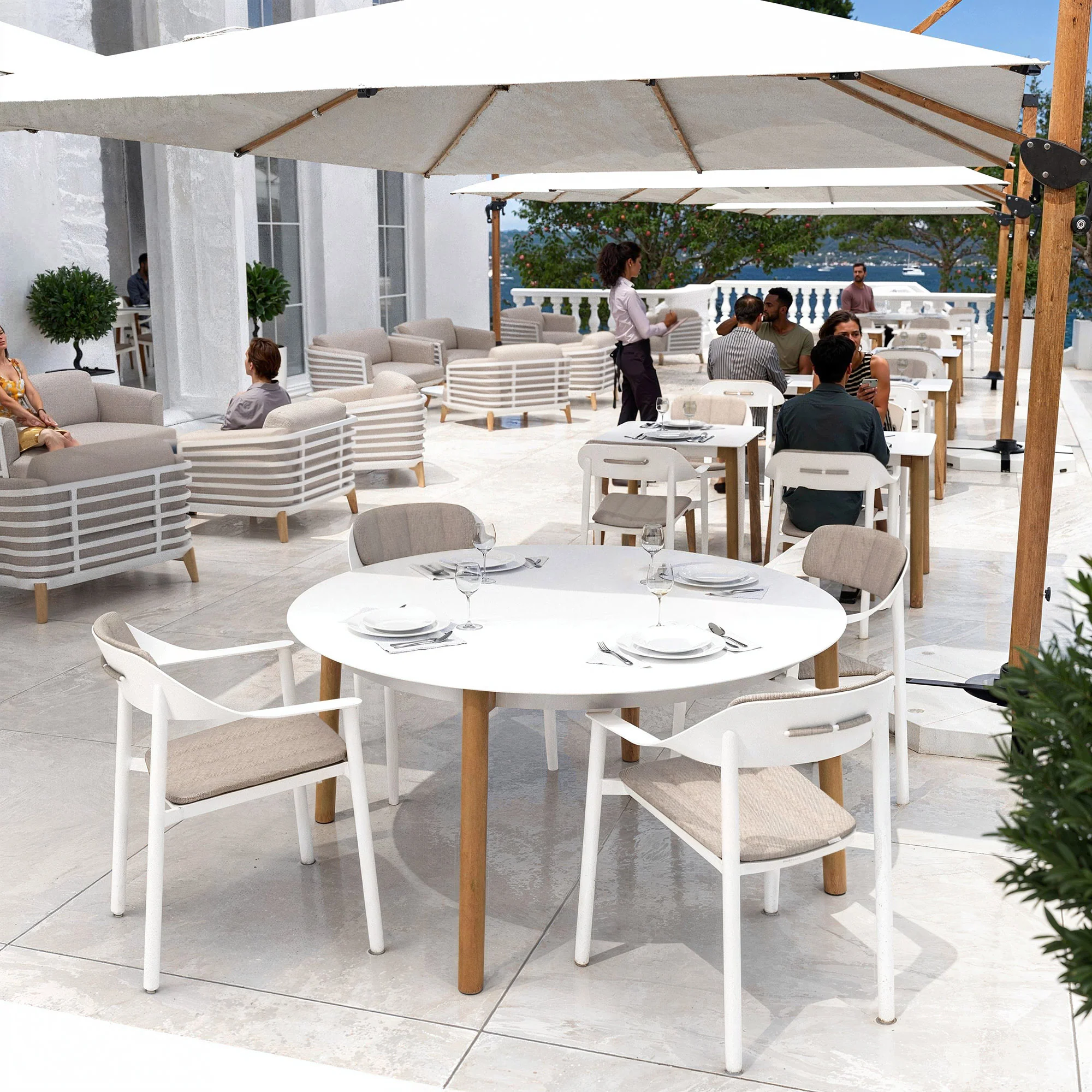 Table de jardin ronde 8 places Monte Carlo en aluminium ( D149 cm  ) - Image 6