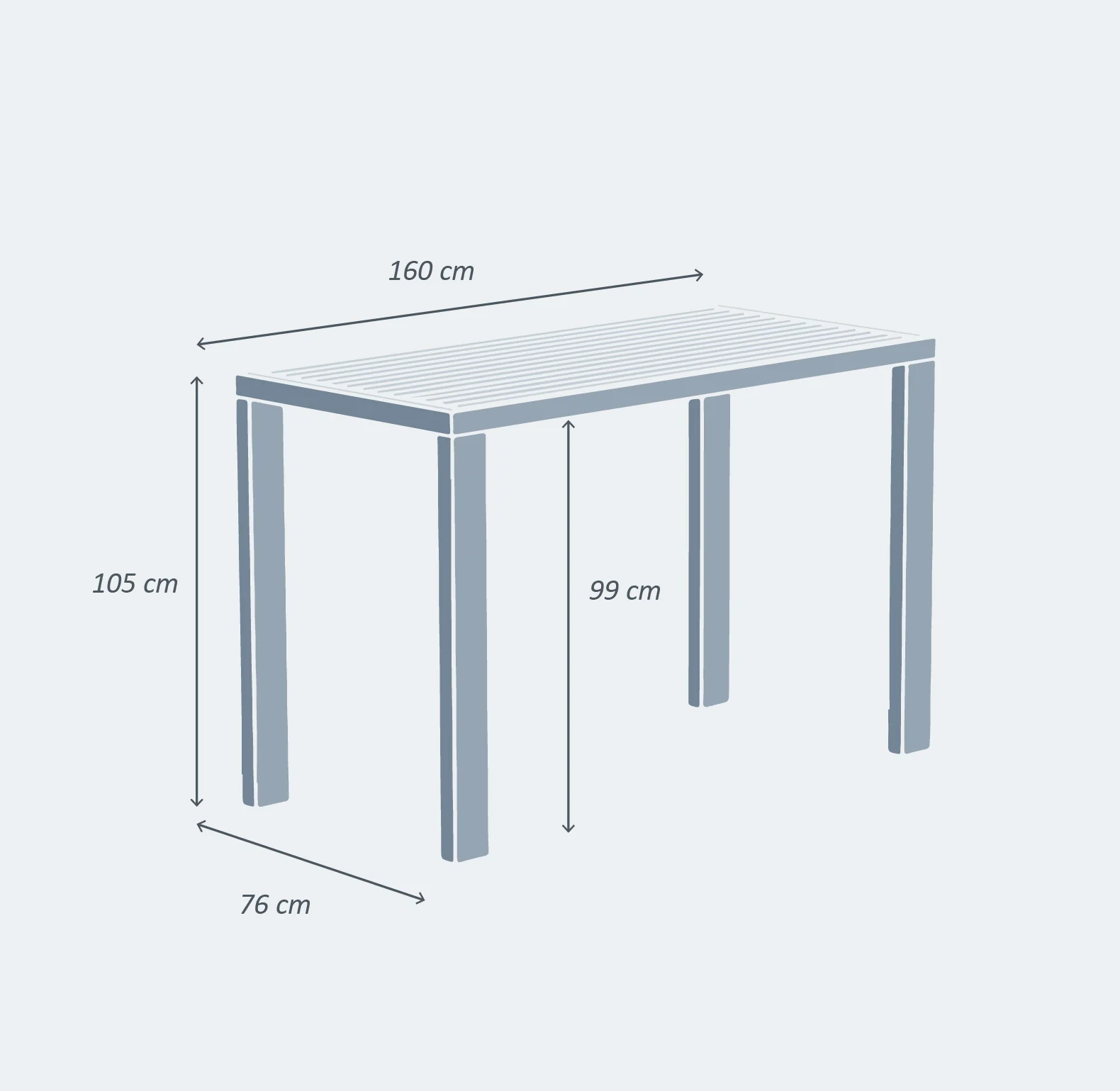 Table Haute 6 places Aluminium Murano (160 x 76 cm) - Image 4