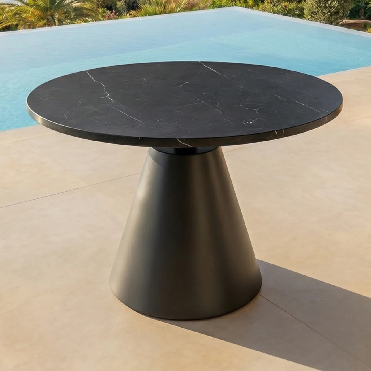 Table basse ronde de jardin en aluminium/céramique Riviera (D60cm) - Image 4